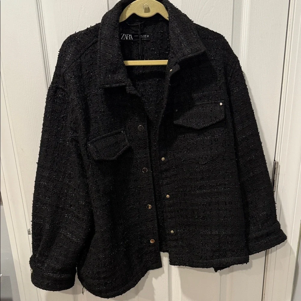 Zara Black Textured Jacket - Picture 1 of 4